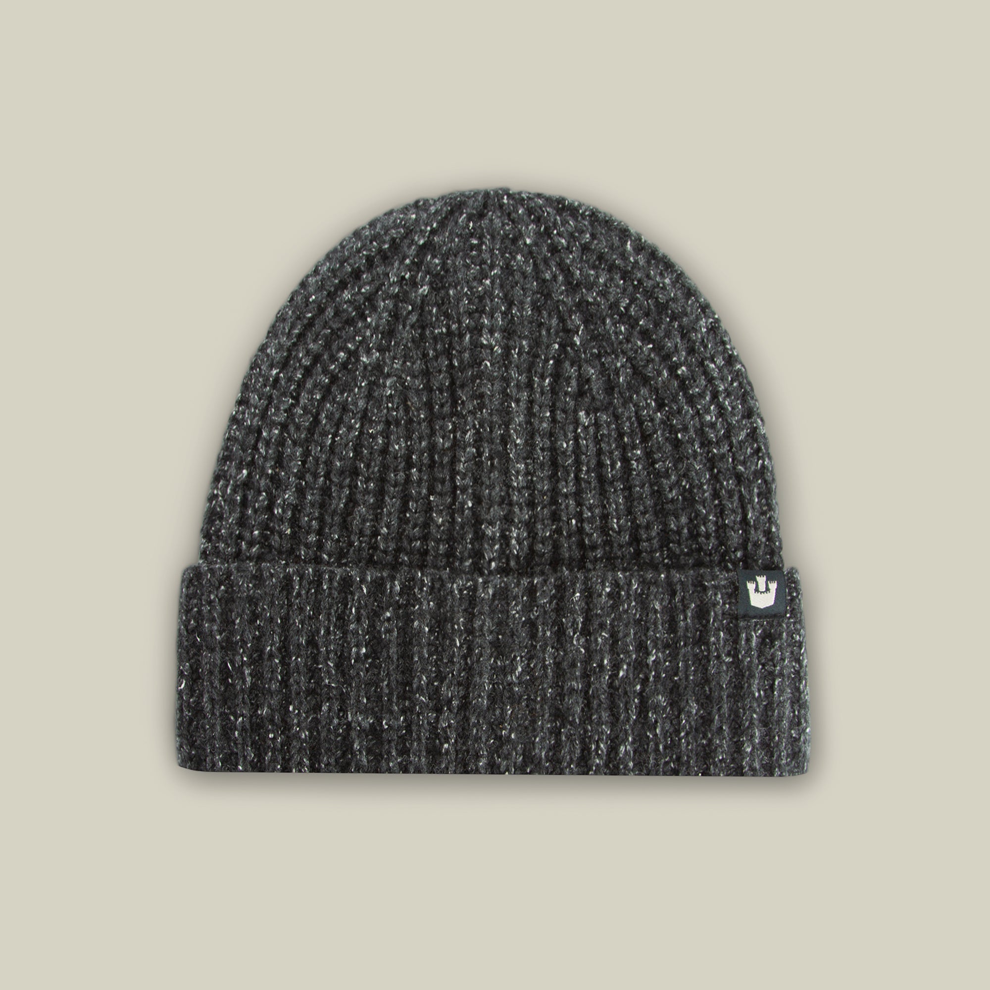The Goorin Bros. Northstar is a dark gray ribbed knit merino wool beanie with a folded cuff and a small crown logo tag on the right side, shown against a plain light background.