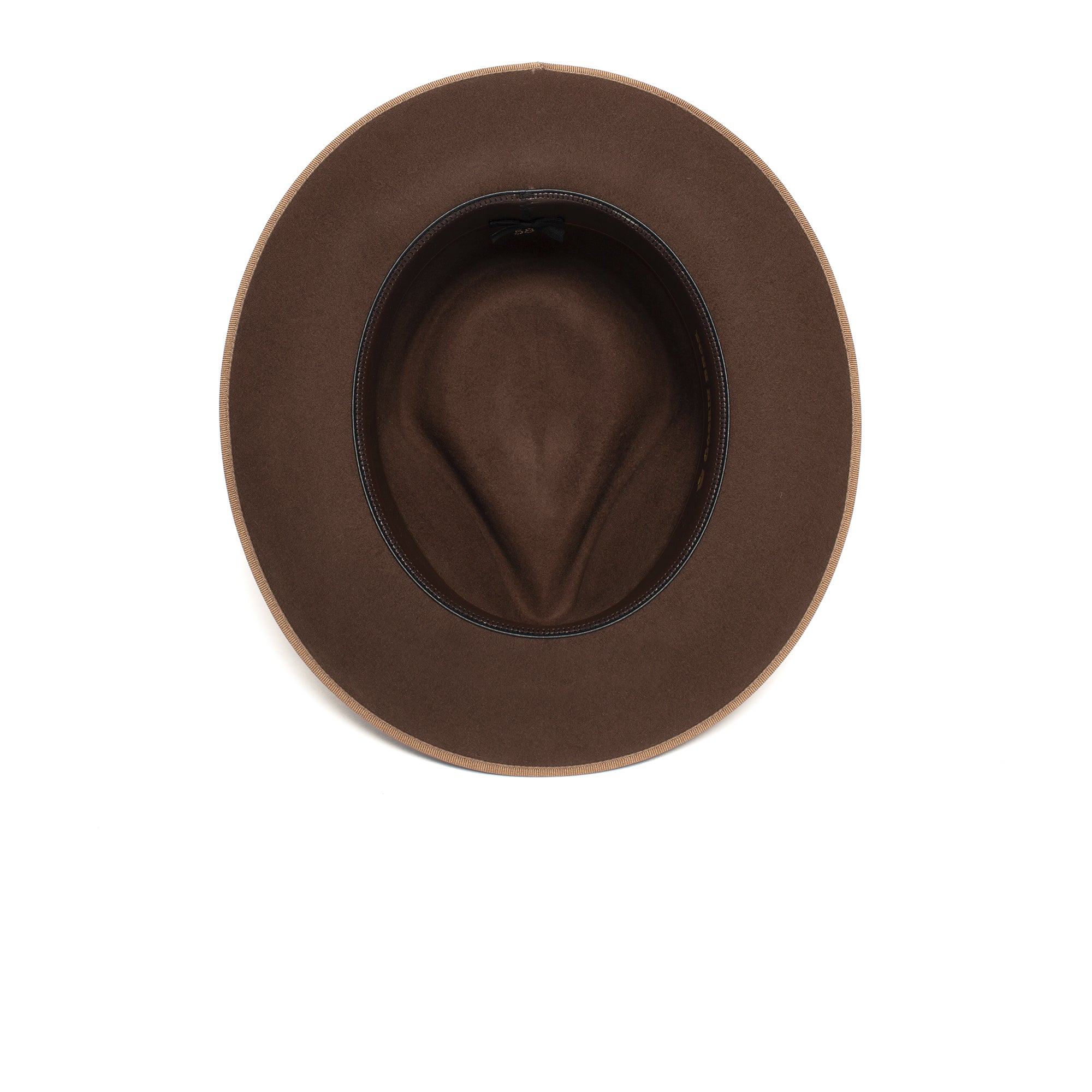Goorin Bros. river gray teardrop wide brim felt fedora hat Brown under view