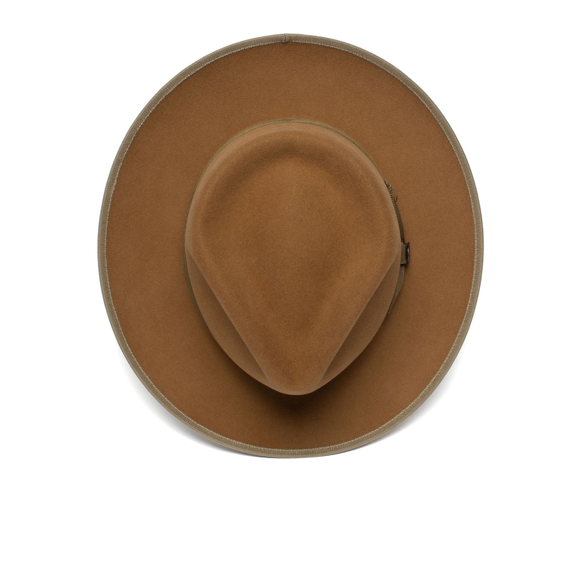 Goorin Bros. river gray teardrop wide brim felt fedora hat Camel top view