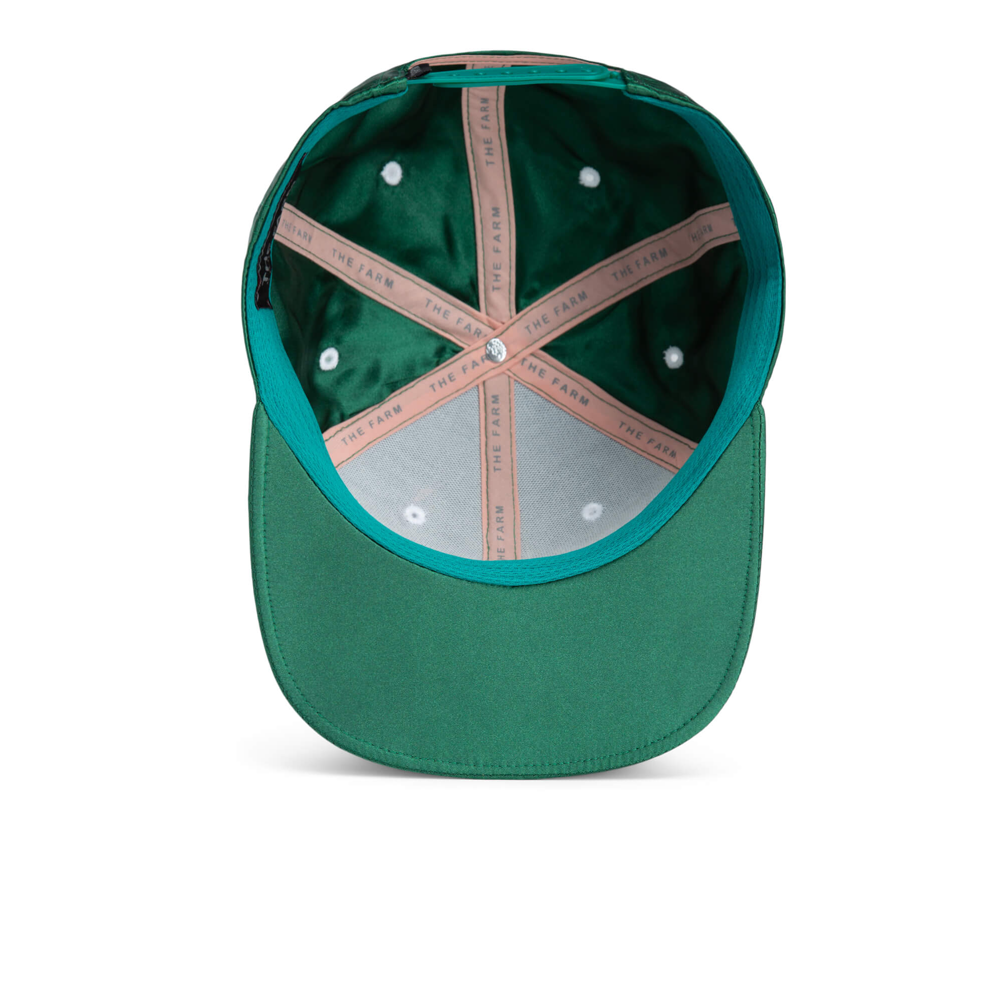 A green Goorin Bros. Yolo baseball cap, seen from above to highlight its inner lining, stitching, and labels—a perfect Phuket hat for adventure seekers chasing island vibes.