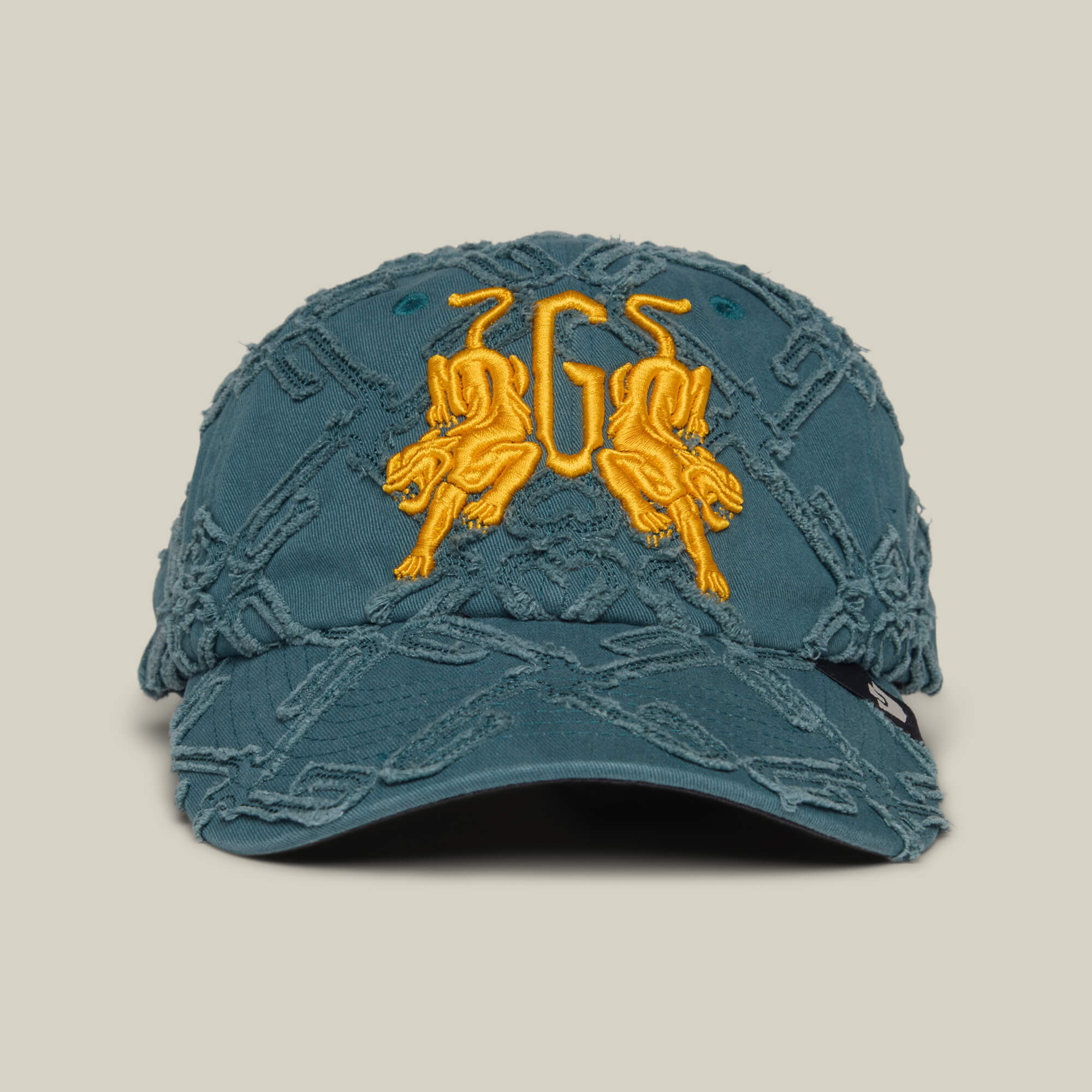 The Future Baby Daddy cap by Goorin Bros. in SEA features main character energy with raised yellow embroidery of two crouching panthers and GG on the front.