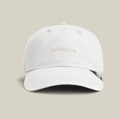A light gray Papa Cap Italiano by Goorin Bros., featuring GOORIN embroidered on the front, displayed against a plain beige background.