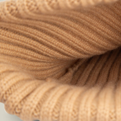 Close-up view of the tan ribbed knit fabric inside the Goorin Bros. Dream Cap, highlighting its texture and stitching details.