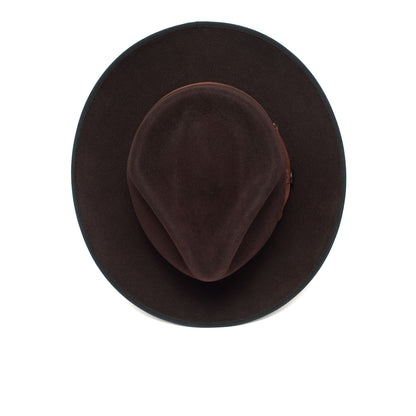 Goorin Bros. river gray teardrop wide brim felt fedora hat Maroon top view