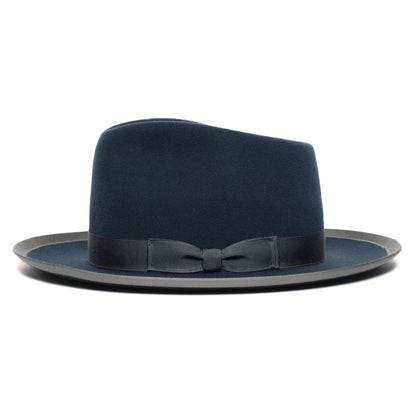 Goorin Bros. river gray teardrop wide brim felt fedora hat Navy side view